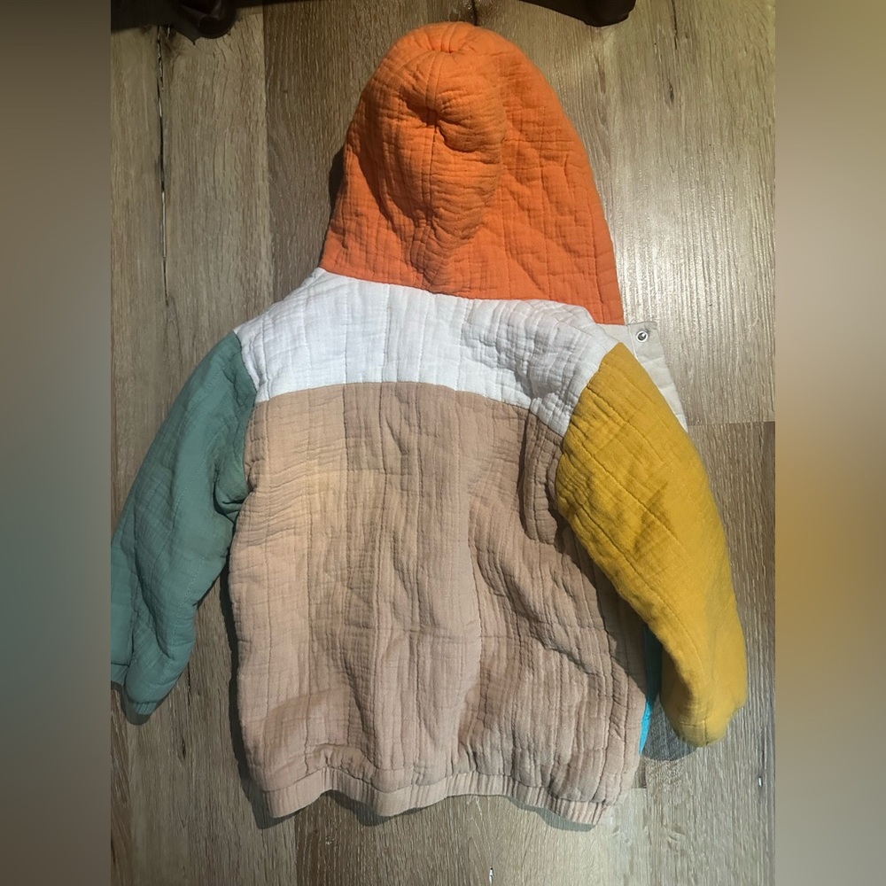 Colorful Patchwork Hooded Spring Jacket - Picture 2 of 4
